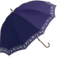 【NAKATANI】優雅花邊12傘骨耐風輕量直傘 ‧ 深藍