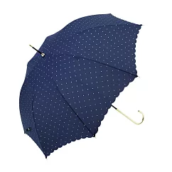 【because】日本晴雨兩用抗UV金色細勾把直傘 ‧ 藍之花邊