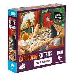 【GoKids】爆炸貓1000片拼圖： 隔離中的貓 英文版 Exploding Kittens 1000 Piece Puzzle Cats In Quarantine