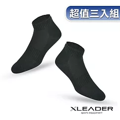 【LEADER】ST─03 台灣製 經典素色款 休閒運動短襪 超值3入組 黑色