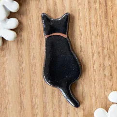 【日本K─ai】貓咪背影陶瓷筷架 ‧ 黑貓