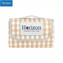 【Horizon 天際線】法式格紋加大款輕便防潮野餐墊 200x200cm 焦糖拿鐵