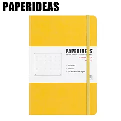 PAPERIDEAS A5子彈筆記本 頁碼硬面綁帶筆記本 與成功有約的子彈筆記術 檸檬黃