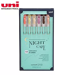 UNI UNI BALL ONE 限定 NIGHT CAFE 夜晚咖啡館0.38鋼珠筆 6色組盒裝