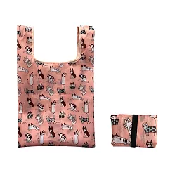 【EZlife】輕盈立體摺疊便攜手提環保購物袋 A12.搞怪貓