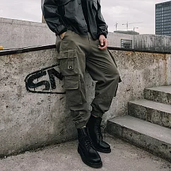 【AMIEE】韓系軍裝風多口袋工裝褲(男裝/KDPY─K50) M 軍綠