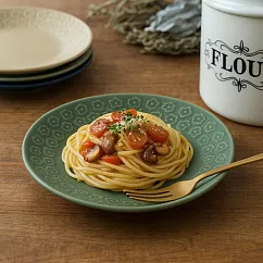 【日本Yamani】美濃燒|靜謐小花 陶瓷淺盤16.7cm ‧ 綠