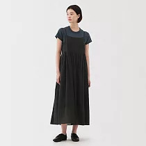 【MUJI 無印良品】女強撚細肩帶洋裝 S 黑色