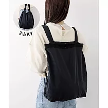 日本3COINS 無印風格簡約設計2way 兩用肩背手提折疊購物袋 質感黑