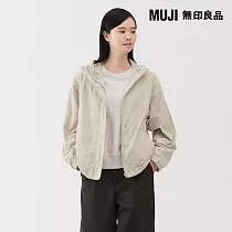 【MUJI 無印良品】女撥水加工可攜式連帽外套 S 象牙白