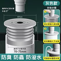 【美好家 Mehome】排水管防臭密封圈 下水管密封塞 灰70-75mm