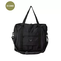 日本3COINS-<收納富翁>大容量可肩背手提兩用擴充型旅行摺疊收納袋 簡約黑