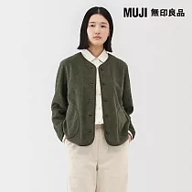 【MUJI 無印良品】女刷毛開襟衫 M 卡其綠