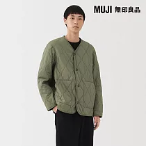 【MUJI 無印良品】男撥水加工蓬鬆鋪棉刺縫外套 S 卡其綠
