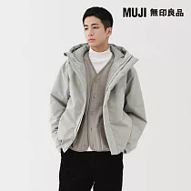 【MUJI 無印良品】男防風撥水加工鋪棉連帽外套 S 灰銀