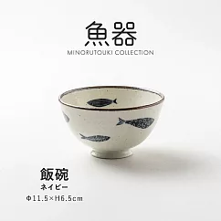 【日本Minoru】魚器 職人窯燒 陶瓷飯碗11.5m ‧ 藍