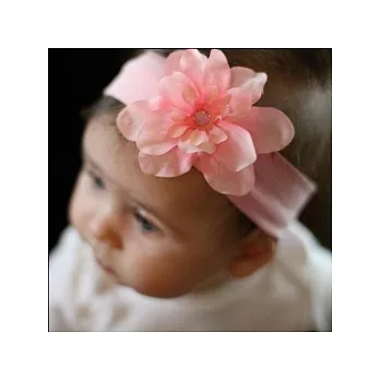 美國Gigis手工花朵髮帶，繽紛又時尚，0-2歲-Rosey Headband Baby-Pink！