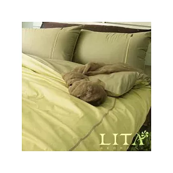 LITA麗塔(繽紛玩色－芥末)雙人四件式純棉兩用被床包組