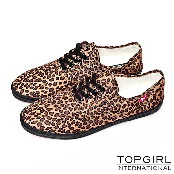 【TOP GIRL】經典豹紋系列帆布鞋-女-5.5黃豹紋