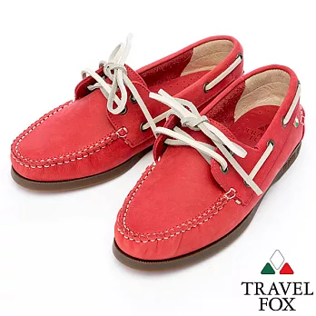 Travel Fox STYLE-反毛皮帆船鞋914828-04-35紅色