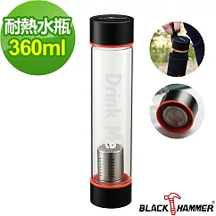義大利 BLACK HAMMER Drink Me系列耐熱玻璃水瓶(附茶格+布套)