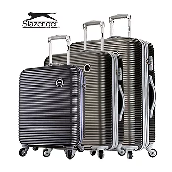 【Slazenger 史萊辛格】20+24+28吋 珠光橫條紋 行李箱/拉桿箱/登機箱 (紳士灰)其他