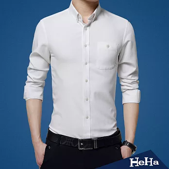 襯衫 修身網眼男士長袖襯衫 四色-HeHa-L(白色)