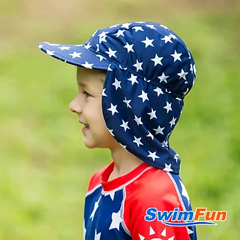 【Swim Fun】兒童藍底星防曬遮陽護頸帽