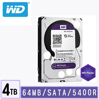 WD 威騰 紫標 3.5吋/4TB/5400轉/64MB監控硬碟 (WD40PURZ)