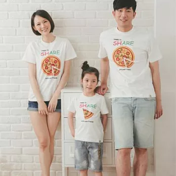 SHIBUDI 幸福Pizza短袖上衣親子裝MIT(男大人)M白色