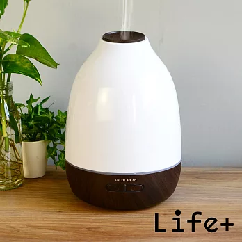 【Life Plus】超聲波可定時香氛水氧機/加濕器_小斜面(白/深木紋)