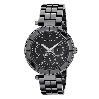 ELIXA 瑞士精品手錶 CERAMICA陶瓷系列黑框 黑色錶面/陶瓷錶帶38mm