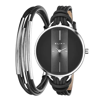 ELIXA 瑞士精品手錶 Finesse精巧時間纏繞系列 灰色38mm