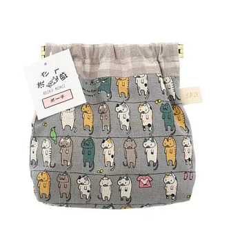 日本製愛洗滌猫咪寬口自彈小錢包 - 灰/紅兩色可選擇灰色