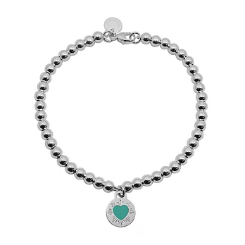 Tiffany&Co. Return to Tiffany 圓牌藍色琺瑯愛心刻字圓珠手鍊