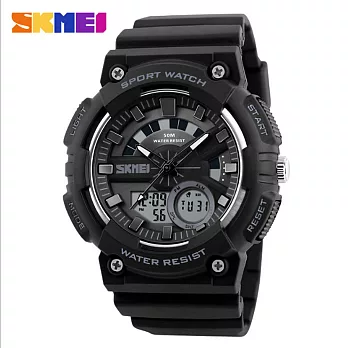SKMEI時刻美 1235 圓環刻度多功能雙顯運動電子錶- 黑色
