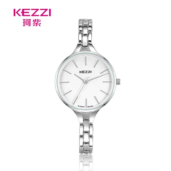 KEZZI 珂紫 KW-1777 簡約刻度指針百搭手鍊錶- 銀白