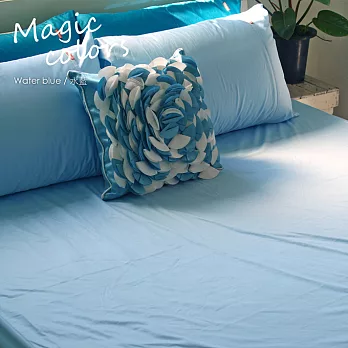 《60支紗》雙人特大床包枕套三件式【水藍】Magic colors 100%精梳棉-LITA麗塔-水藍