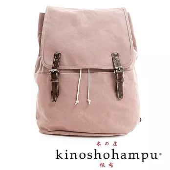 【kinoshohampu】單車旅行系列 牛皮雙飾帶帆布後背包-粉