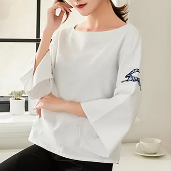 SCL 荷葉袖清新寬領上衣S~3L T1828 S白色