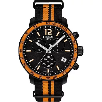 TISSOT QUICKSTER 航海版圖擴張時尚運動優質腕錶-黑+橘42mm-T0954173705700
