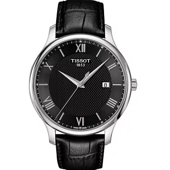 TISSOT 天梭 羅馬王宮經典大三針時尚優質腕錶-黑色系/42mm-T0636101605800