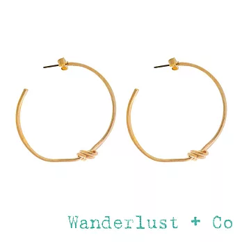 Wanderlust+Co 愛情雙環結耳環 金色圓耳環 CAN-YOU-KNOT