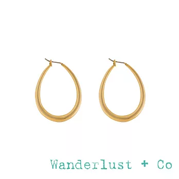 Wanderlust+Co 金色橢圓水滴耳環 米羅超現實風格耳環 CORA OVAL