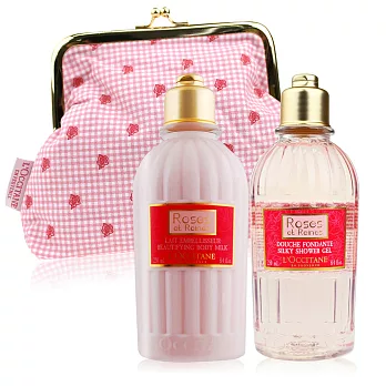 L’OCCITANE 歐舒丹 玫瑰皇后沐浴膠+美體乳(250mlx2)加贈化妝包