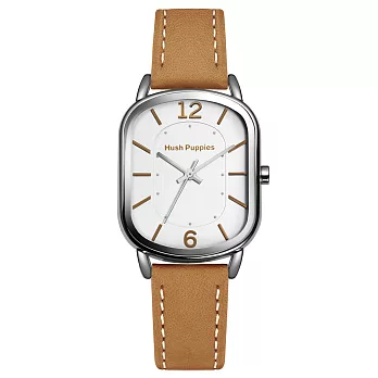 Hush Puppies 簡約俐落文藝女錶-棕