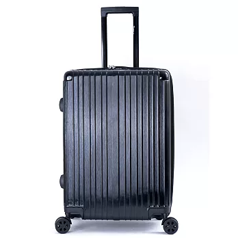 DF travel - 20吋描繪足跡環遊全球硬殼可加大防刮絲紋行李箱-共4色黑色