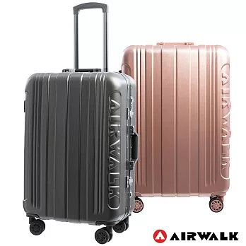 AIRWALK - 金屬森林木絲鋁框復古壓扣行李箱ABS+PC鋁框箱20吋-共2色碳鑽灰