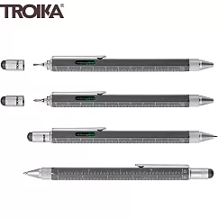 德國TROIKA工程筆5合1多功能原子筆PIP20系列(觸控/起子/尺/水平儀/圓珠筆)隨身工具筆─鈦色 鈦色