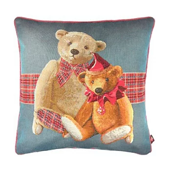 Art de Lys法國原裝 2058B泰迪熊/藍色背景/棕色背面/單面抱枕套50x50